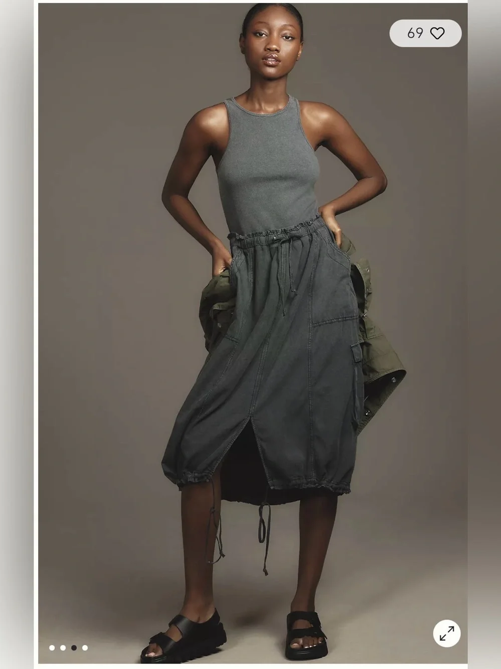 Anthropologie Daily Practice High-Neck Tank Twofer Midi Dress , size S